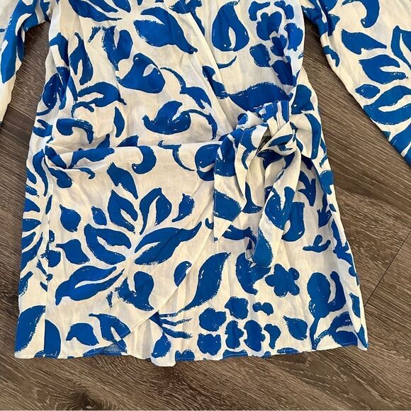 Zara Linen Blend Wrap Dress - Picture 2 of 7